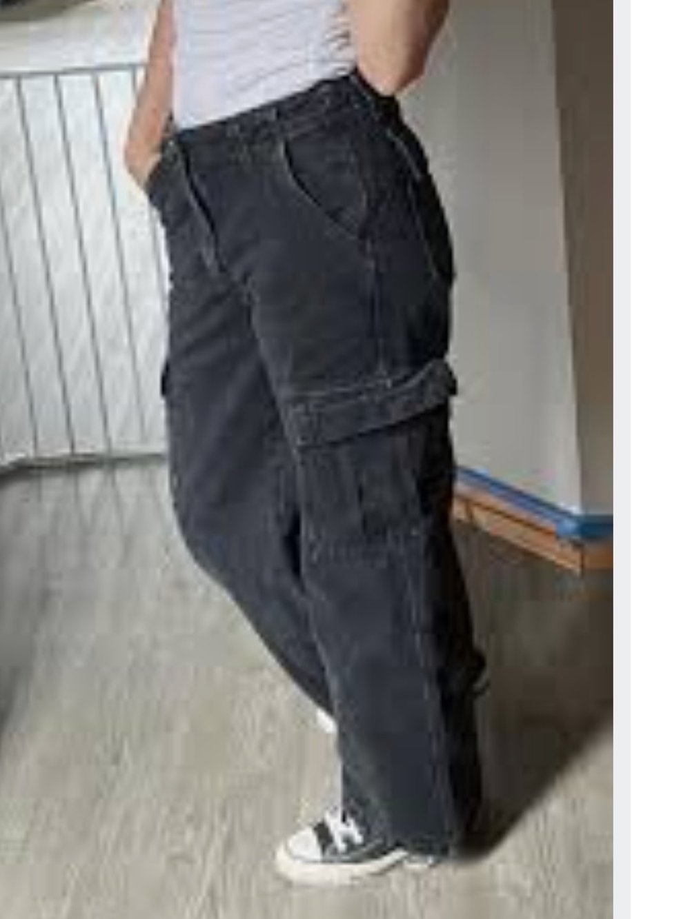 Zara Black Cargo Boyfriend Jeans